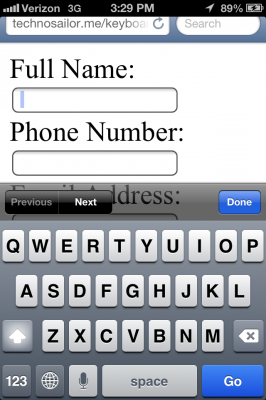 iOS "text" field